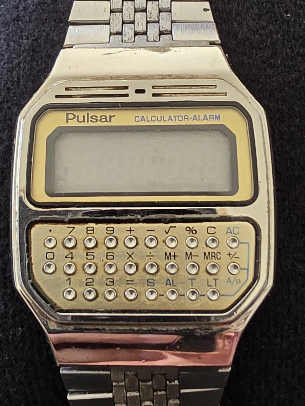 Vintage PULSAR Y739-5019 Calculator Quartz Watch For Parts Or Repair